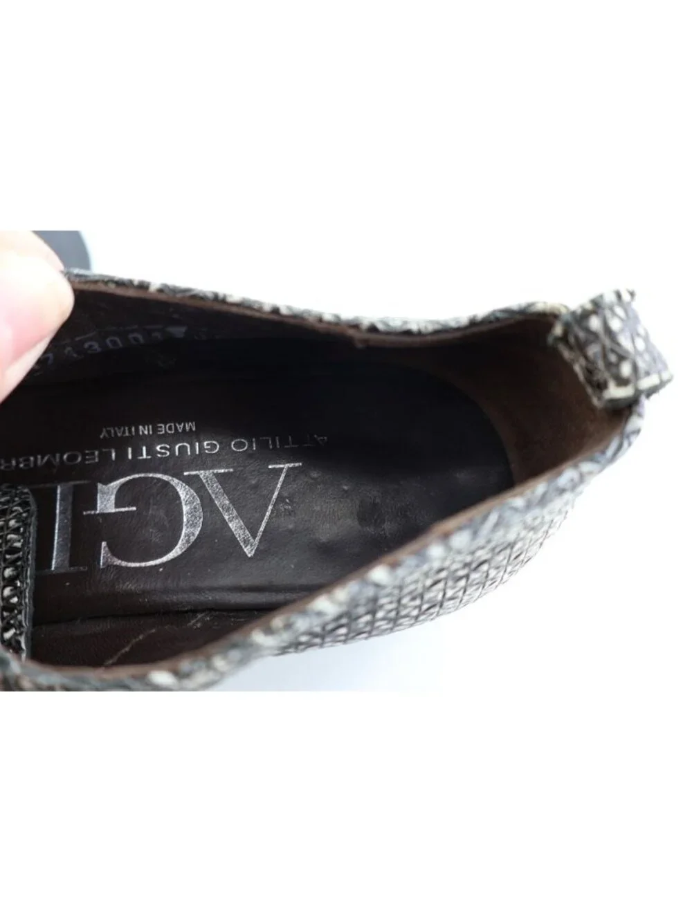 AGL Derby Loafers Womens 39.5 9.5 Black Speckled Leather Lace Up Flat Shoes
